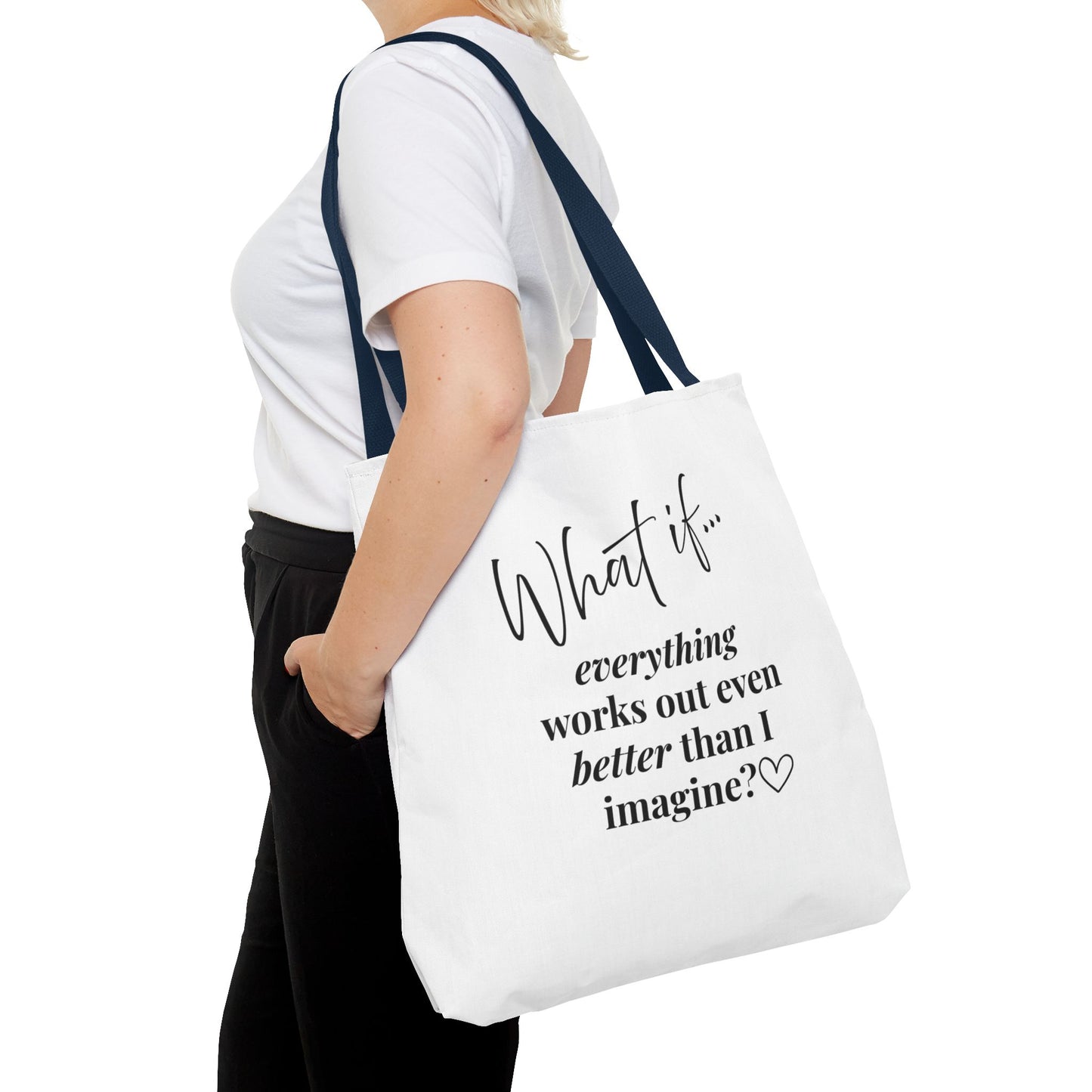 Custom What If | What If Everything Works Out Better Than I Imagine? | Inspirational Tote Bag | Magic of What If™